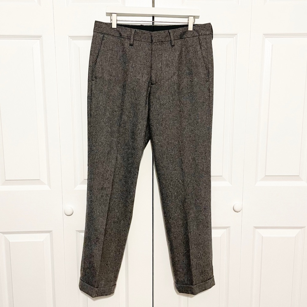 Bonobos Gray Tailored Wool Dress Pants Cuffed Hem Trouser Straight Leg Size 33